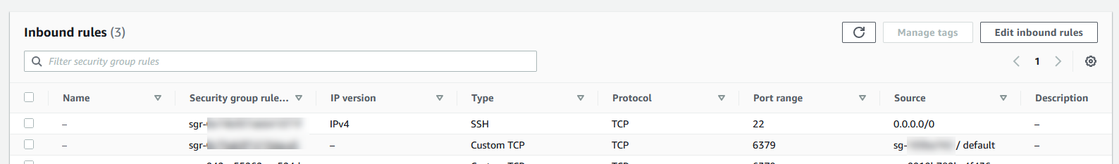 Image: Screen for editing an inbound VPC rule