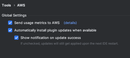 The settings panel in JetBrains