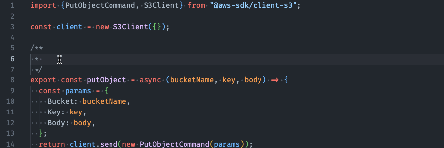 An example of JSDoc completion feature.