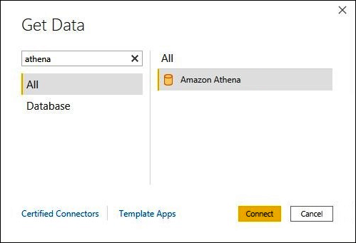 Choose the Amazon Athena connector