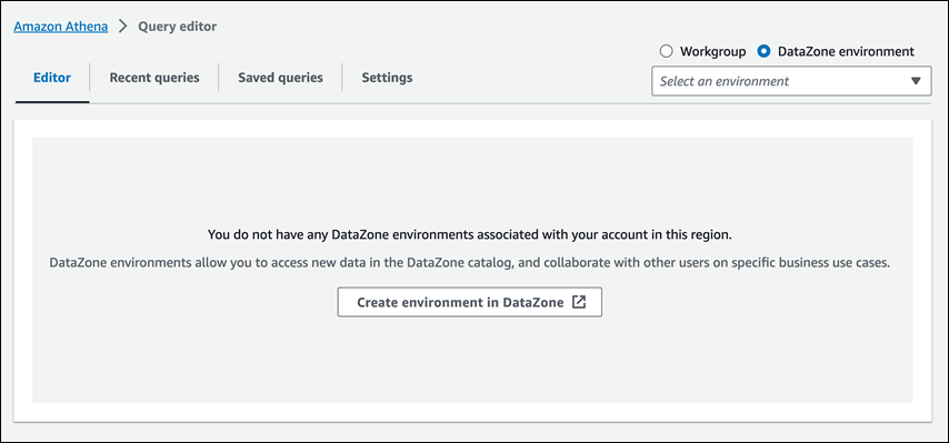 Choose DataZone environment.