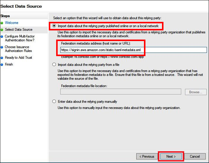 Configuring the data source.