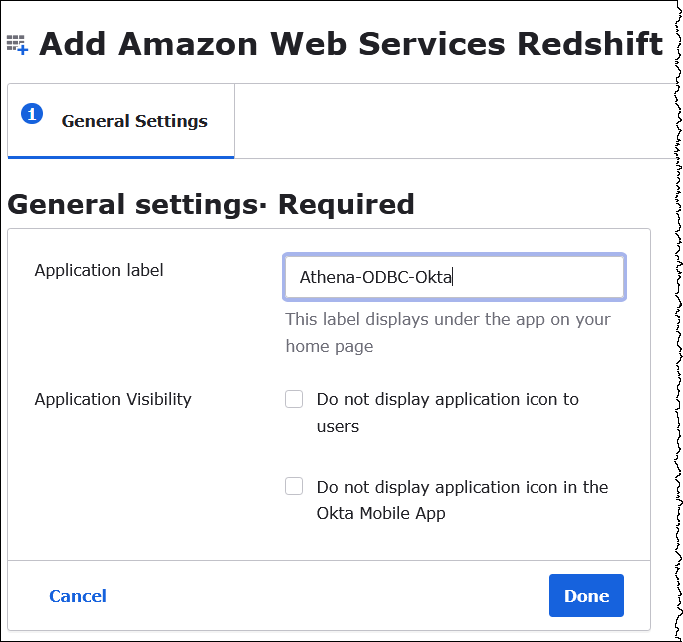 Enter a name for the Okta application.