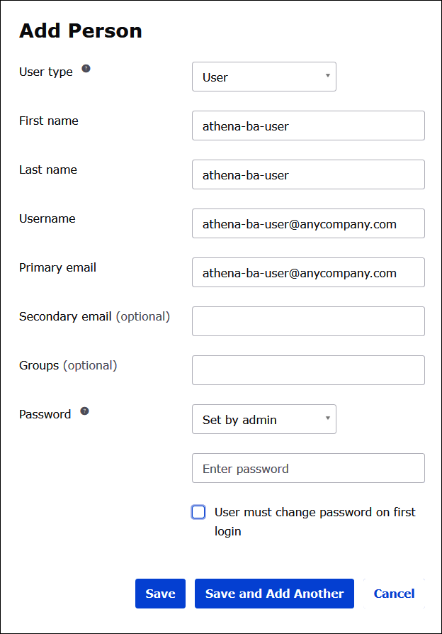 Adding a user to the Okta application.