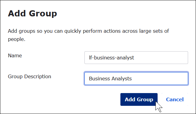 Adding an Okta group.