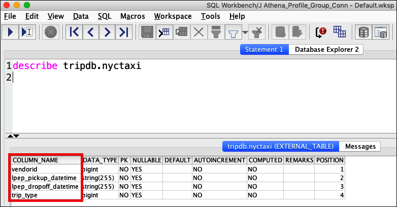 The fourth column is available for query.