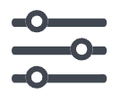 Icon showing three horizontal sliders at different positions for adjusting settings.