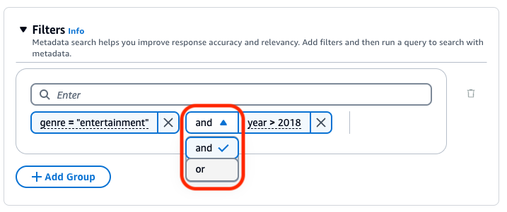 Change the logical operation between filters.
