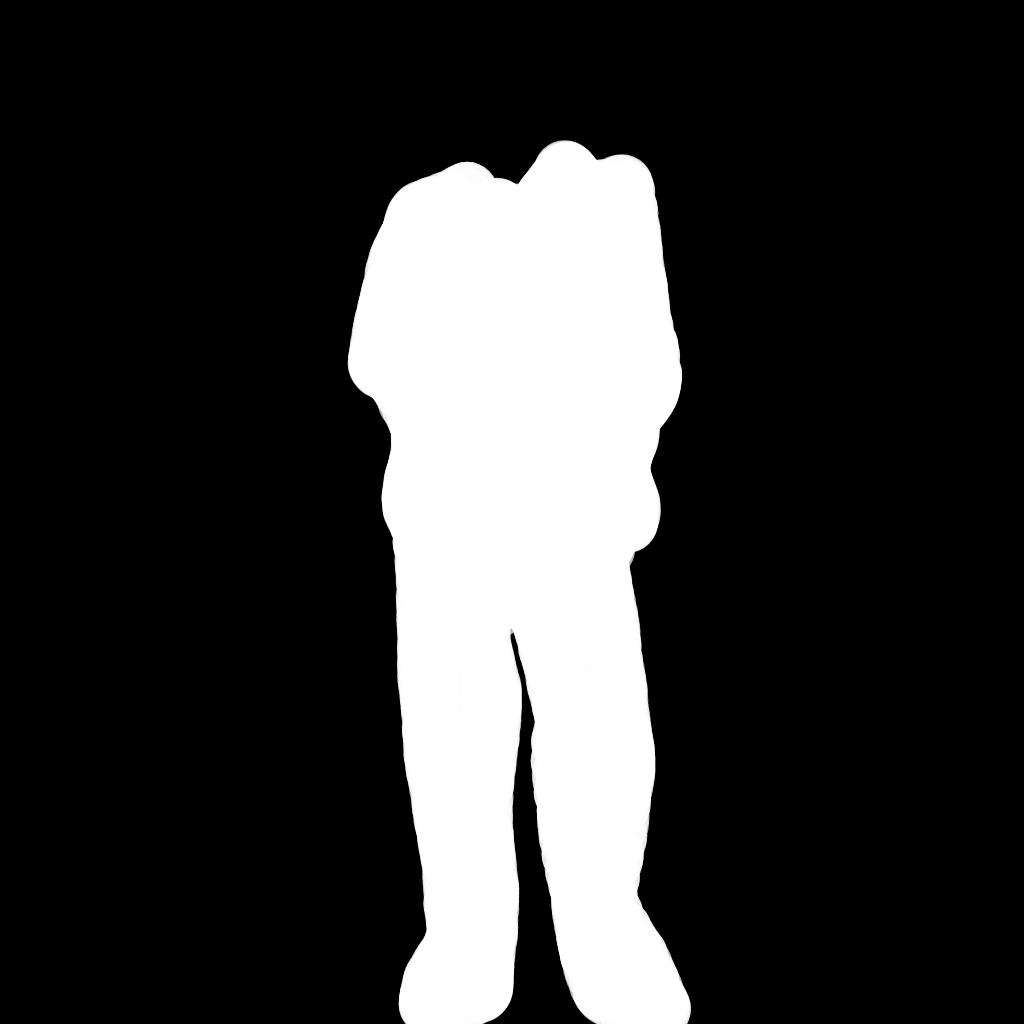A mask image showing the area selected for inpainting, with the selected region highlighted.