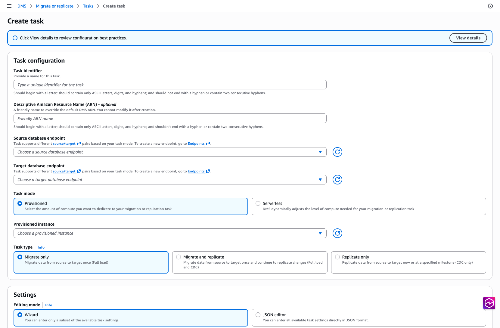 Create migration task