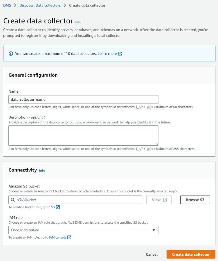 Create data collector page.