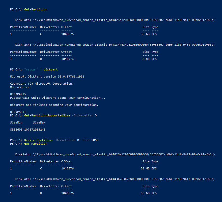 Extend a partition using PowerShell - specific