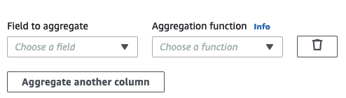The screenshot shows the fields when choosing Aggregate another column.