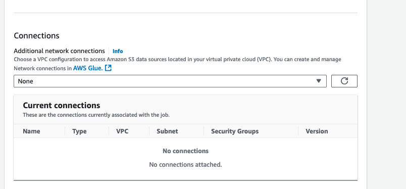 Screenshot shows the connections detail on the v2 connection.
