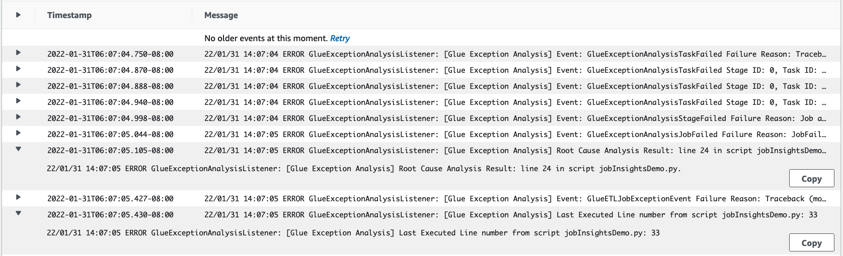The job-insights-rca-driver log stream.