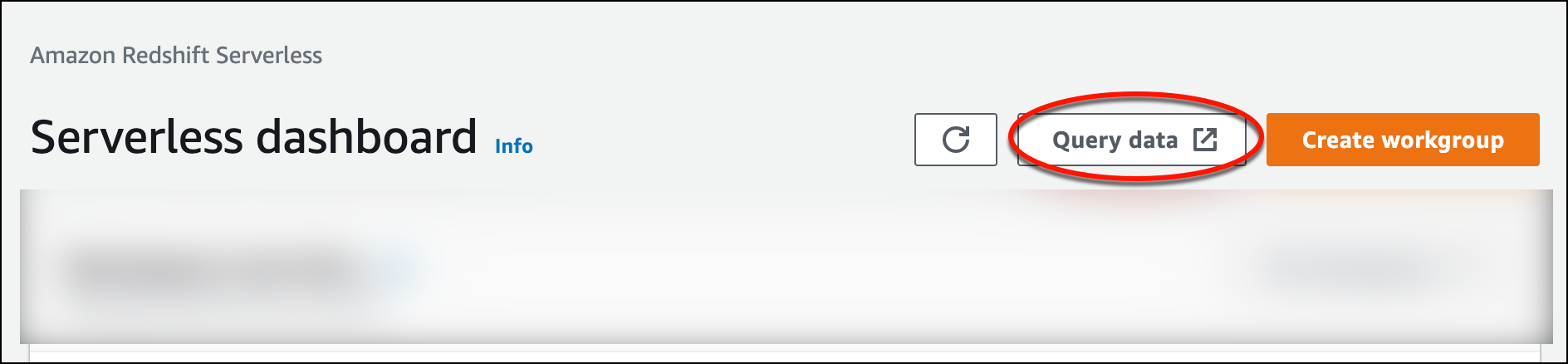 The query data button in the Amazon Redshift Serverless console launches query editor v2.