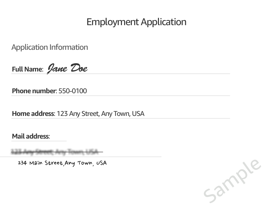 Brief employment application.