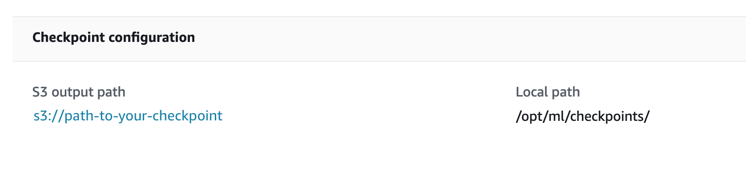 Checkpoint configuration section in the Job settings page of a training job.