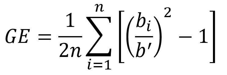 Equation defining generalized entropy index with alpha parameter set to 2.