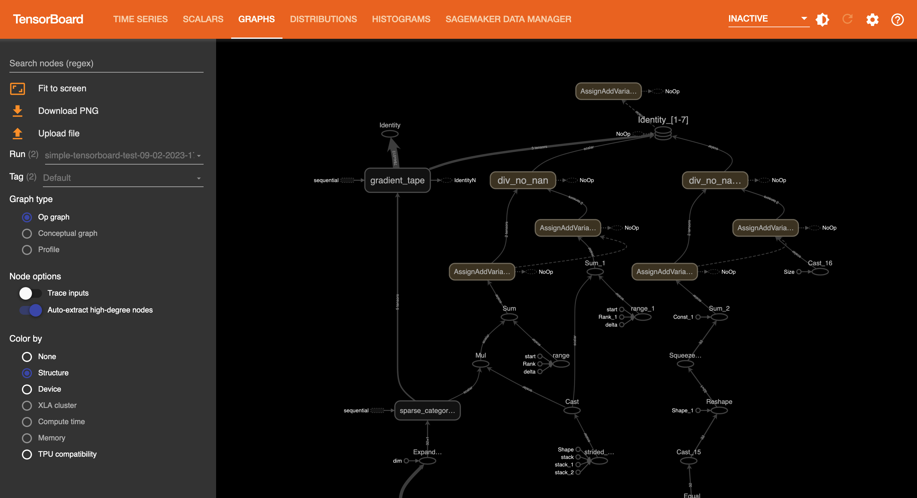 The GRAPHS tab view.
