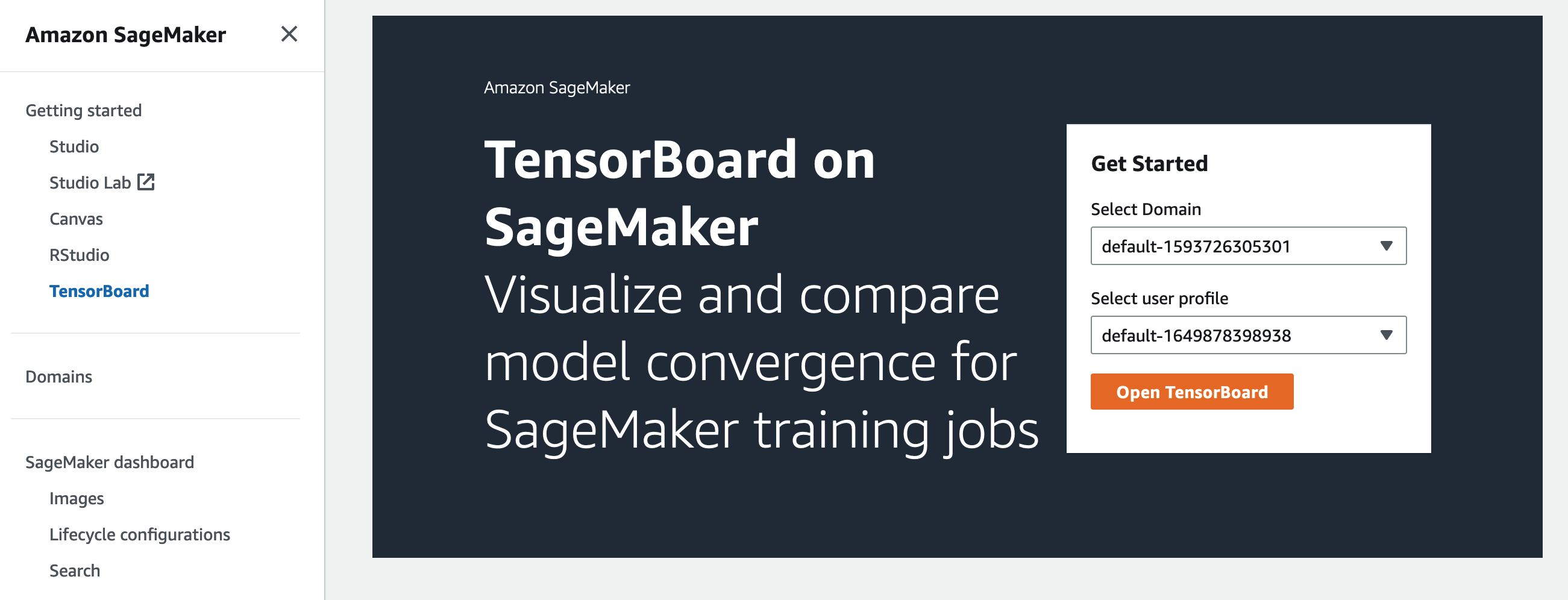 The TensorBoard landing page.