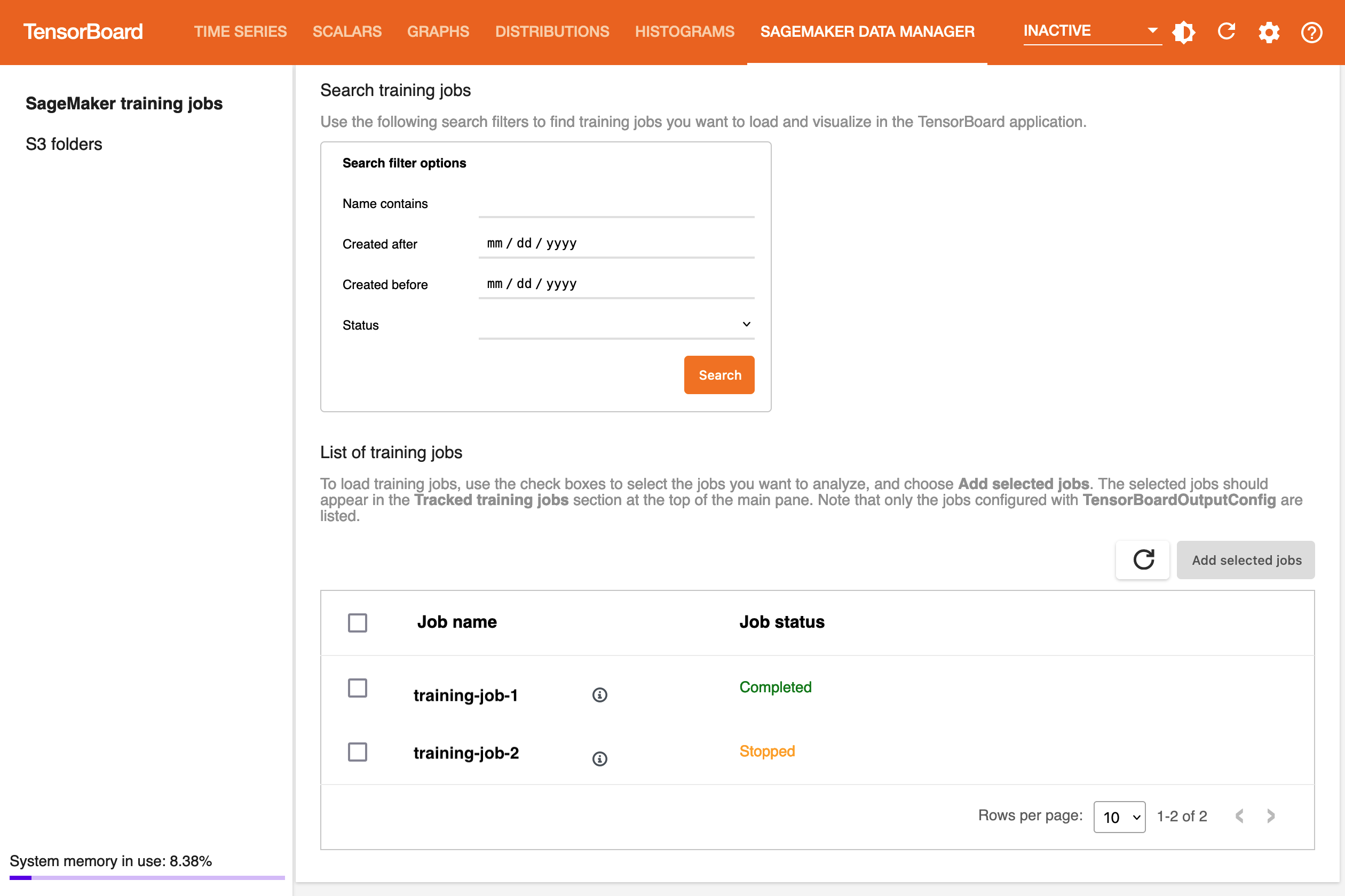 The SageMaker AI Data Manager tab view.