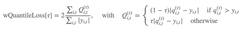 Weighted quantile loss equation.
