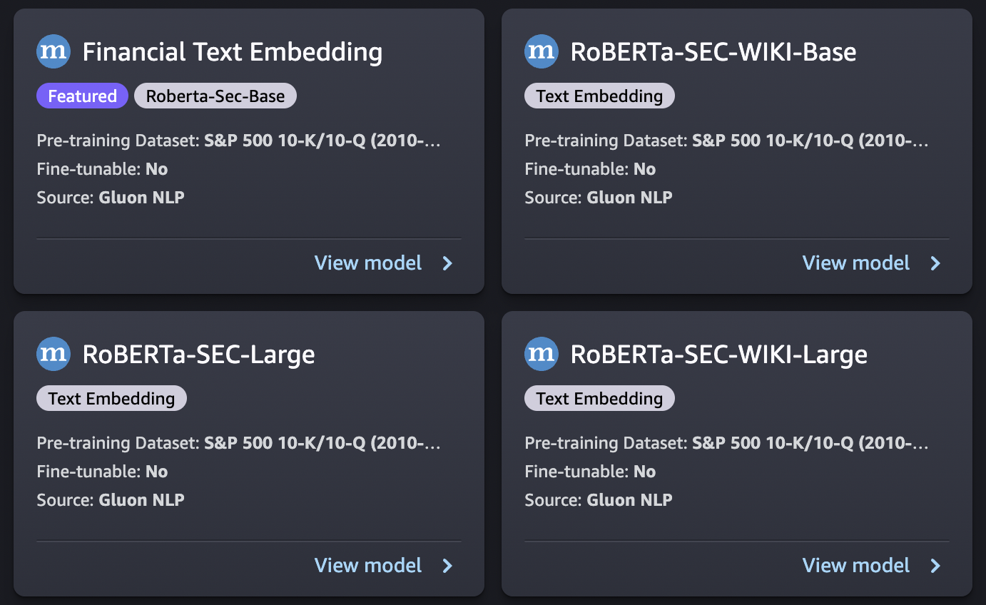 The pretrained model cards provided through the SageMaker AI JumpStart page on Studio Classic.