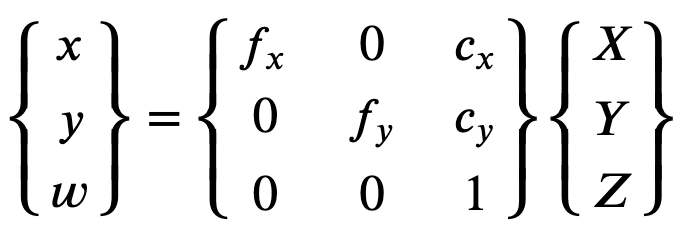 The in camera intrinsic calibration matrix.