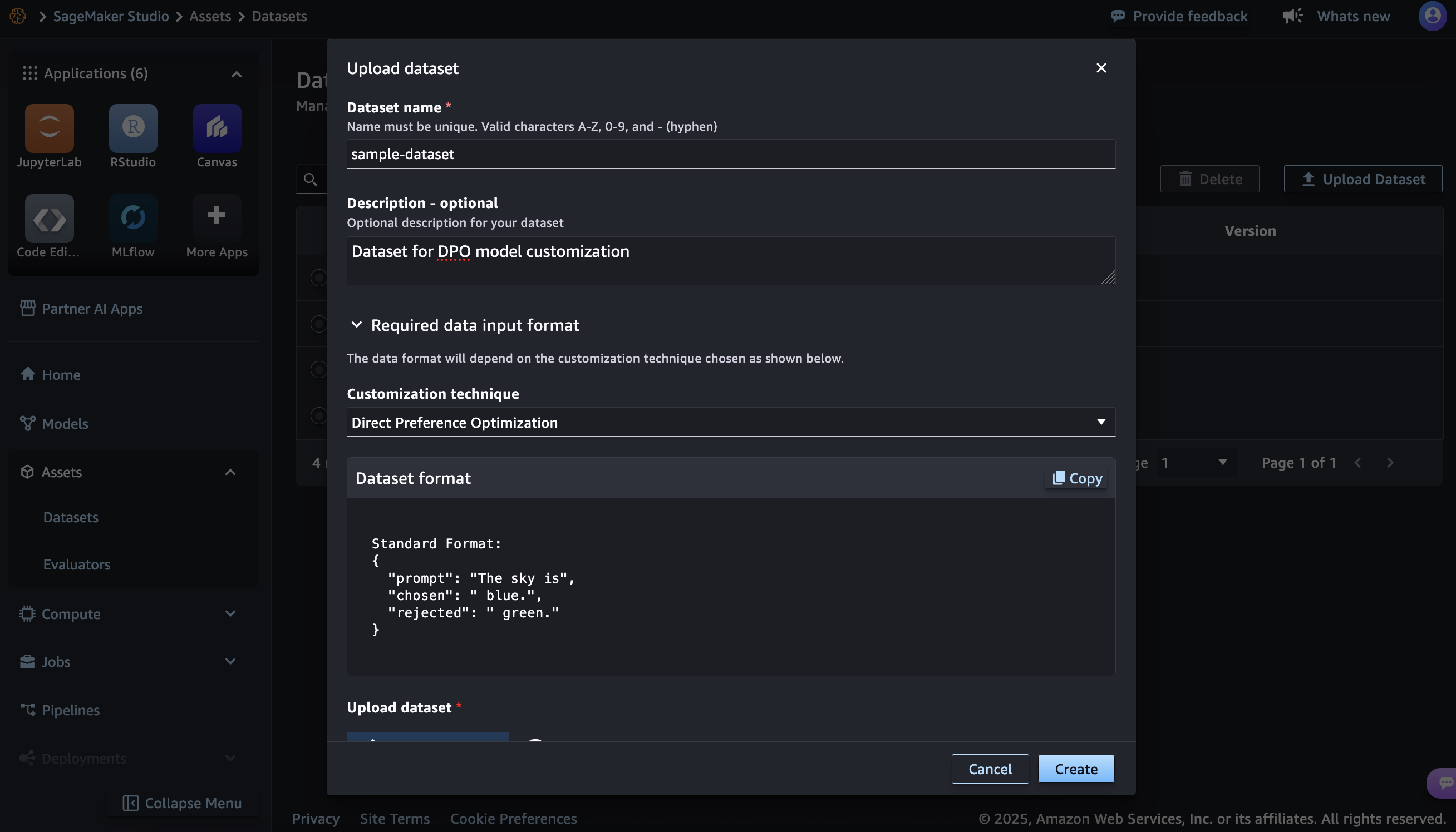 An image containing the access to model customization.