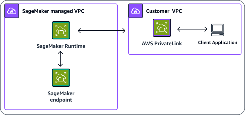 A VPC uses AWS PrivateLink to communicate with a SageMaker AI endpoint.