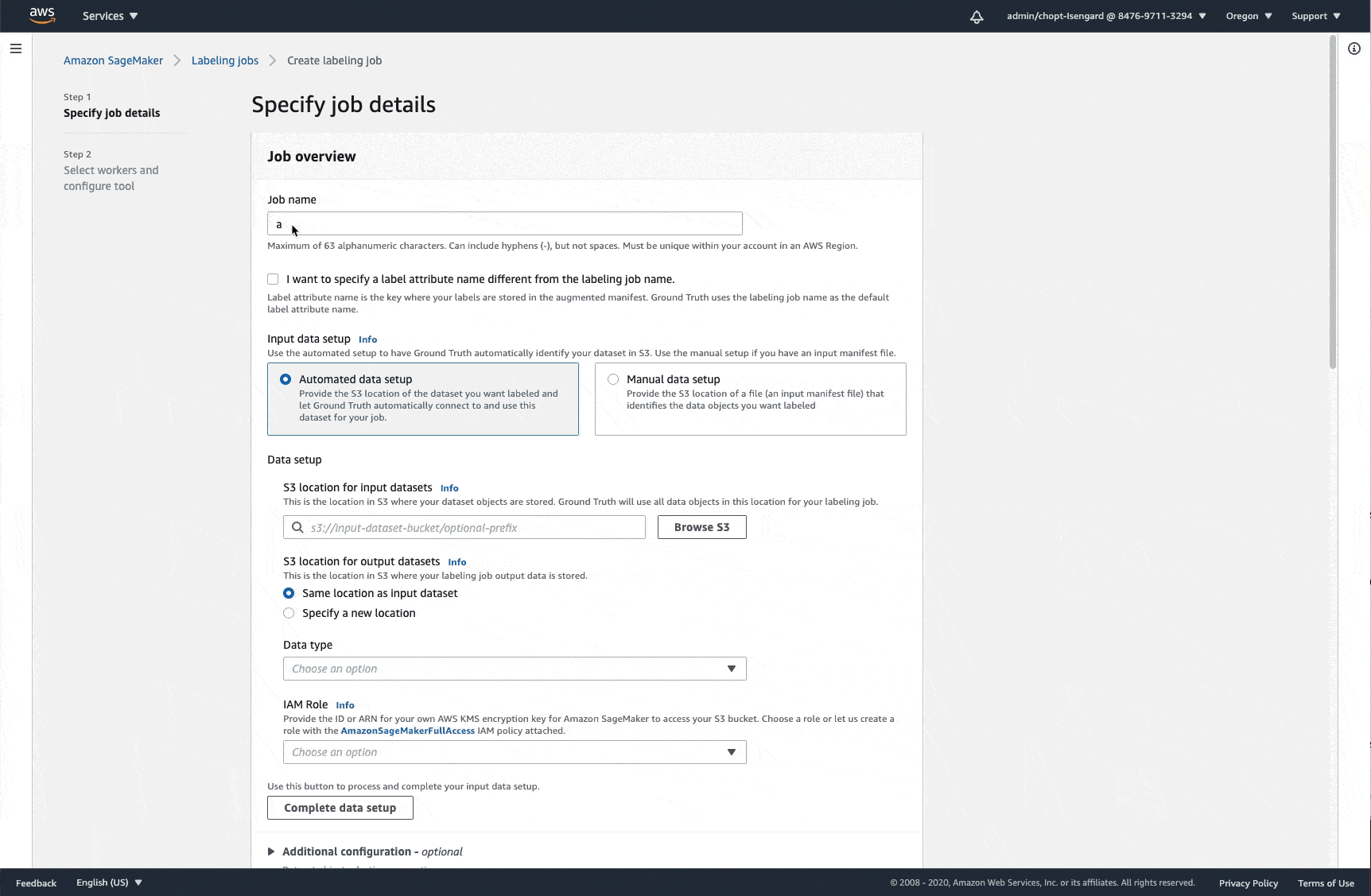 GIF showing how to use the automated data setup for image data.