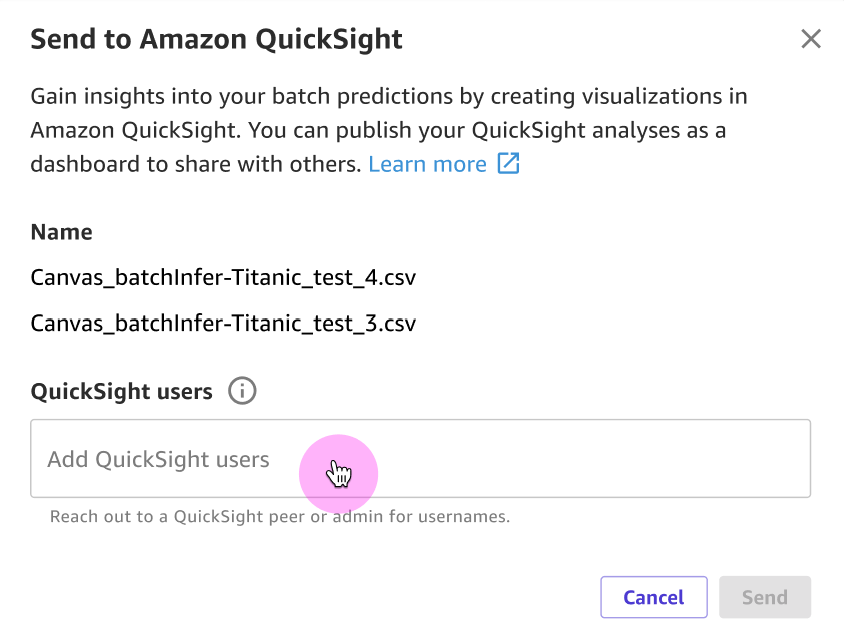 The Send to Quick dialog box.