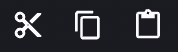 The Cut, copy, and paste cells icons.