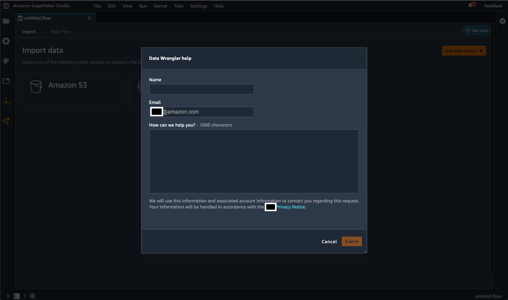 The Data Wrangler help form in the Data Wrangler console.