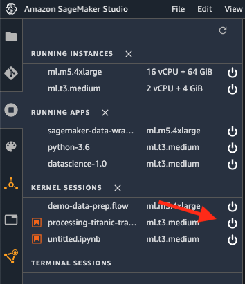 The location of the Stop icon in the console.