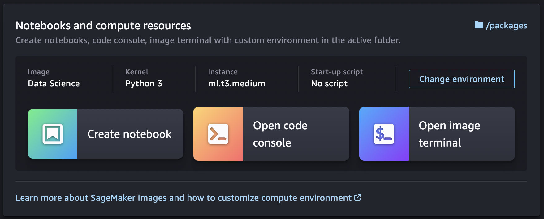 SageMaker Studio Classic set notebook environment.