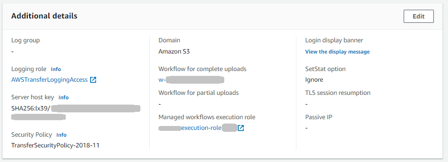 Logging configuration with a logging role configured.