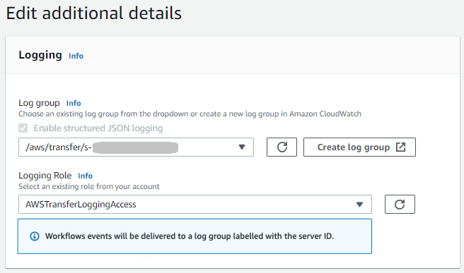 Logging pane if the server has structured logging enabled and also has a logging role specified.
