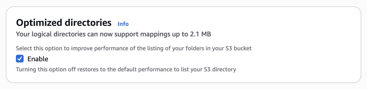 The Optimized directories console section.