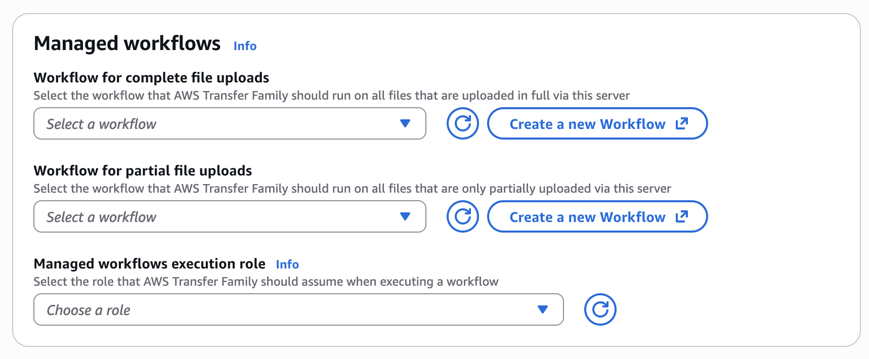 The Managed workflows console section.