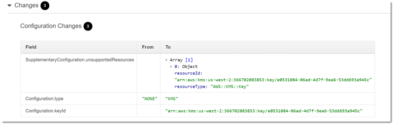 X-Ray encryption configuration change entry.