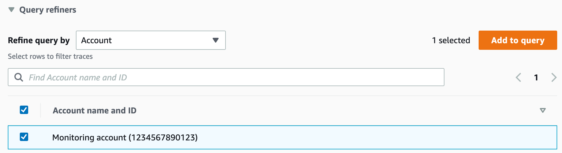 Refine trace query by account